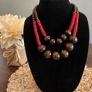 Wooden texture necklace set